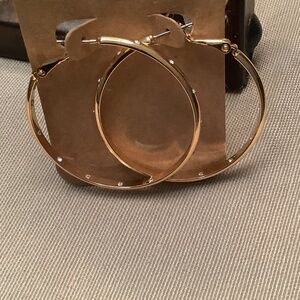 Gold-Tone Rhinestone Hoop Earrings